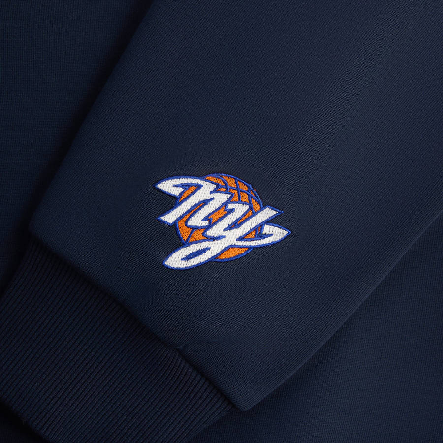 Navy Men Kith for the New York Knicks City Vintage Nelson Crewneck Sweatshirts | 6149-VBRNU