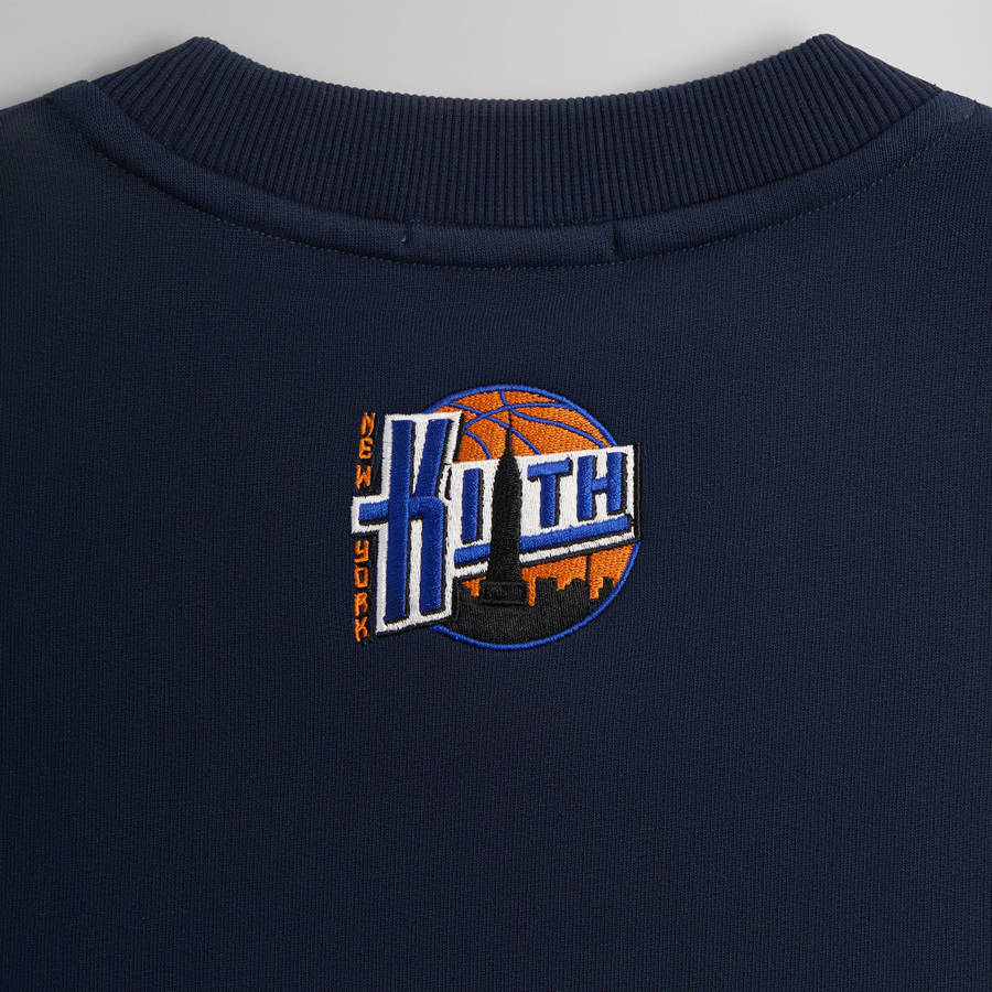Navy Men Kith for the New York Knicks City Vintage Nelson Crewneck Sweatshirts | 6149-VBRNU