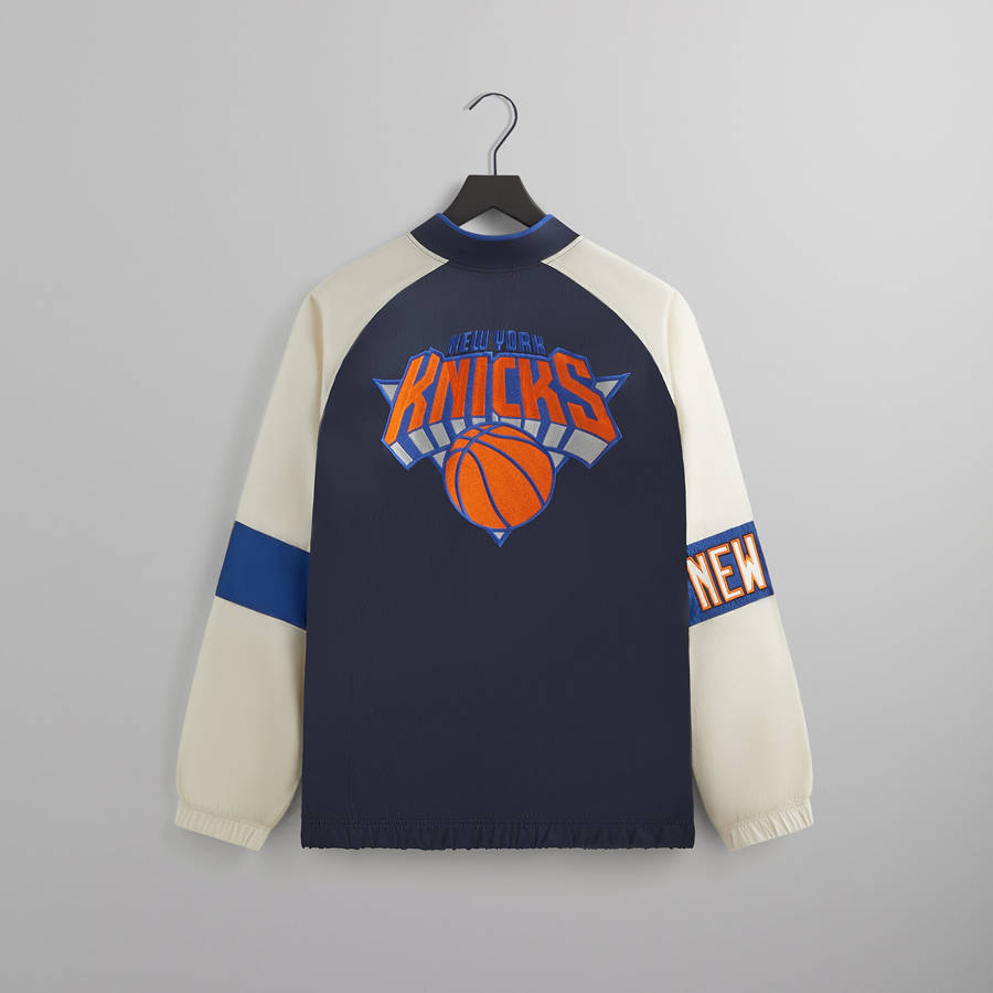 Navy Men Kith for the New York Knicks Nylon Quarter Zip Sweatshirts | 3829-PVUNO