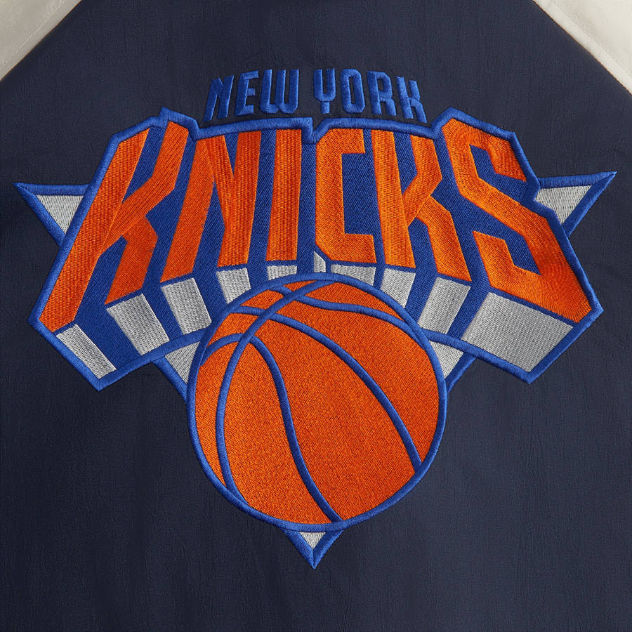 Navy Men Kith for the New York Knicks Nylon Quarter Zip Sweatshirts | 3829-PVUNO