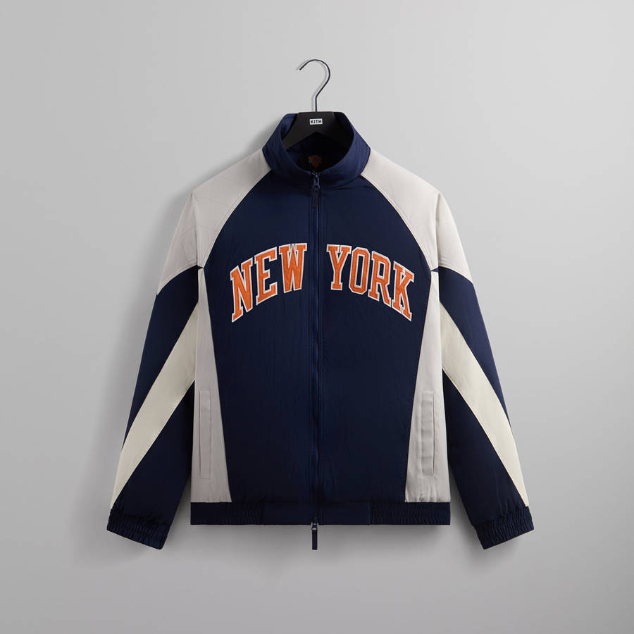 Navy Men Kith for the New York Knicks Nylon Padded Jackets | 8329-RPBAY