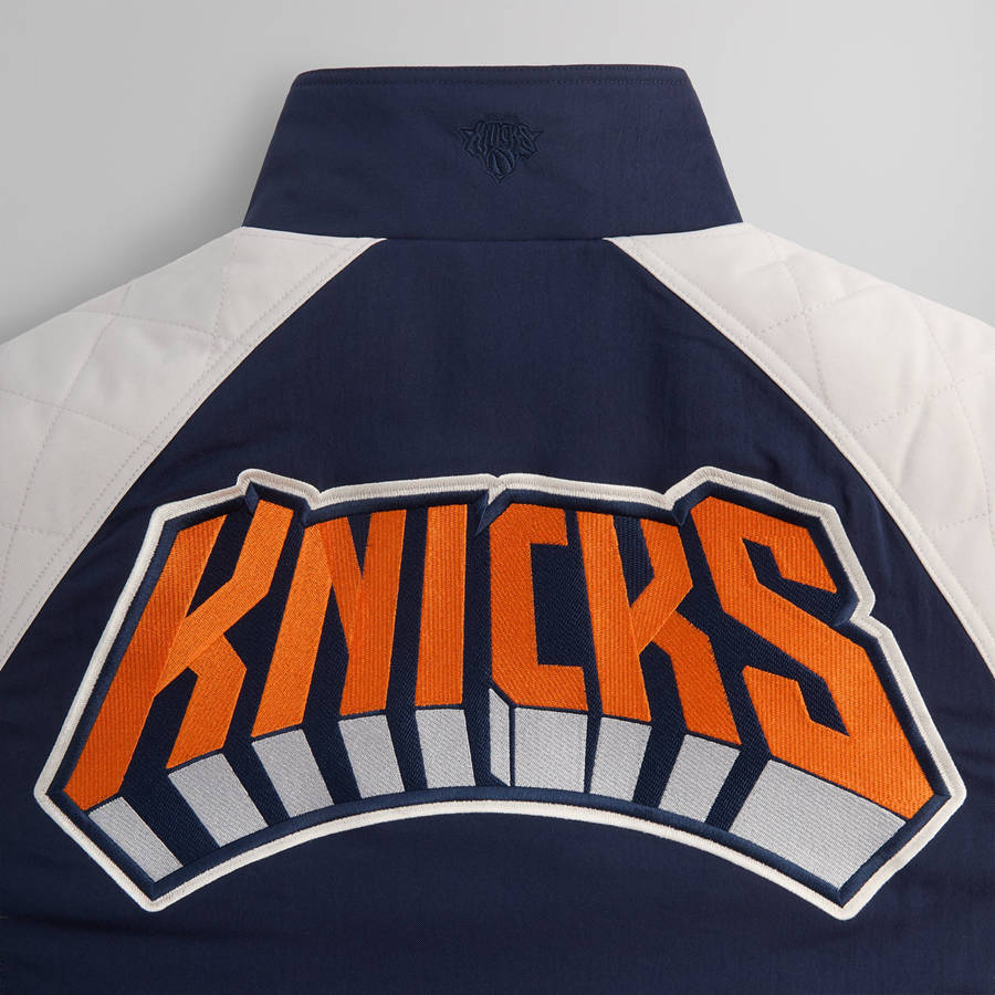 Navy Men Kith for the New York Knicks Nylon Padded Jackets | 8329-RPBAY