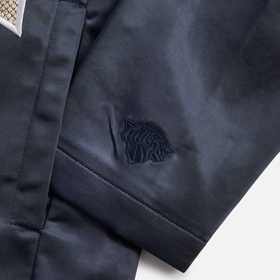 Navy Men Kith for the New York Knicks Snap Front Coaches Jackets | 3594-ULXDP