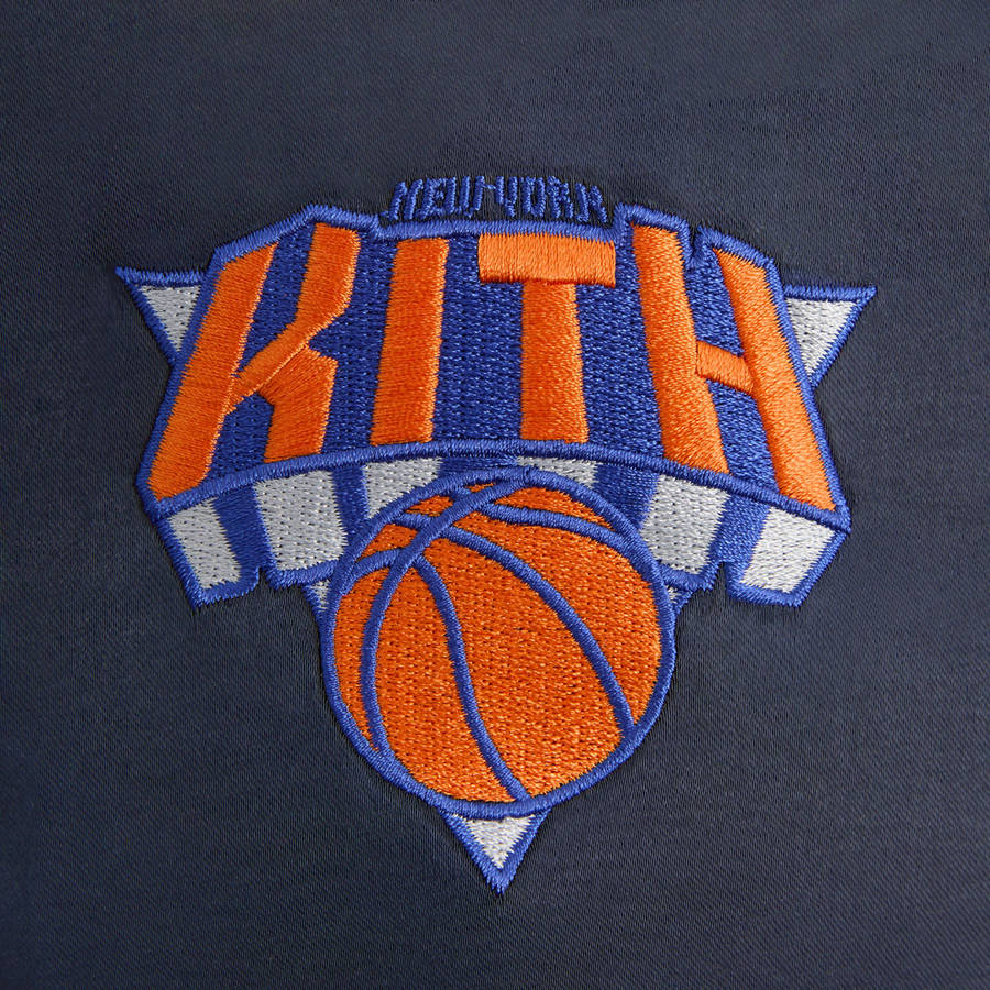 Navy Men Kith for the New York Knicks Souvenir Jackets | 6239-VBLIP