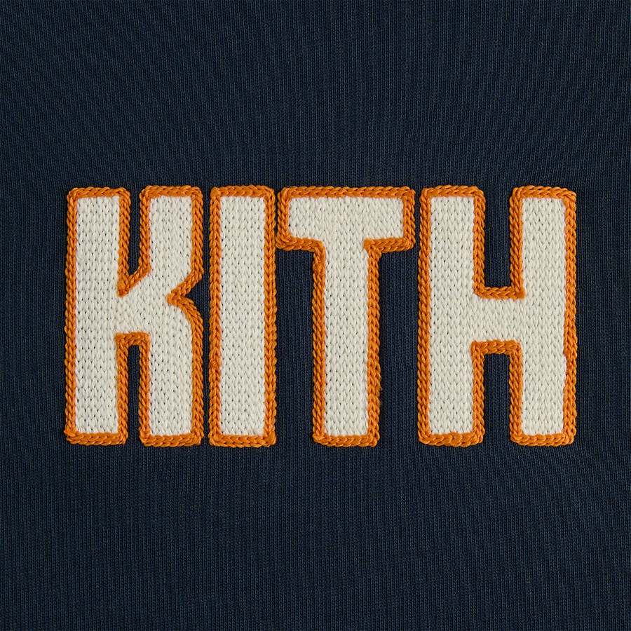 Navy Men Kith for the New York Knicks Wingman Vintage Nelson Hoodie | 5489-QWAXF