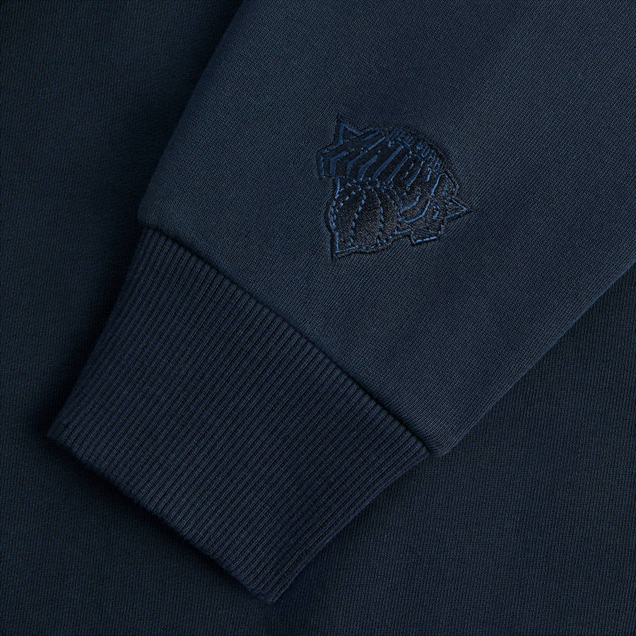 Navy Men Kith for the New York Knicks Wingman Vintage Nelson Hoodie | 5489-QWAXF