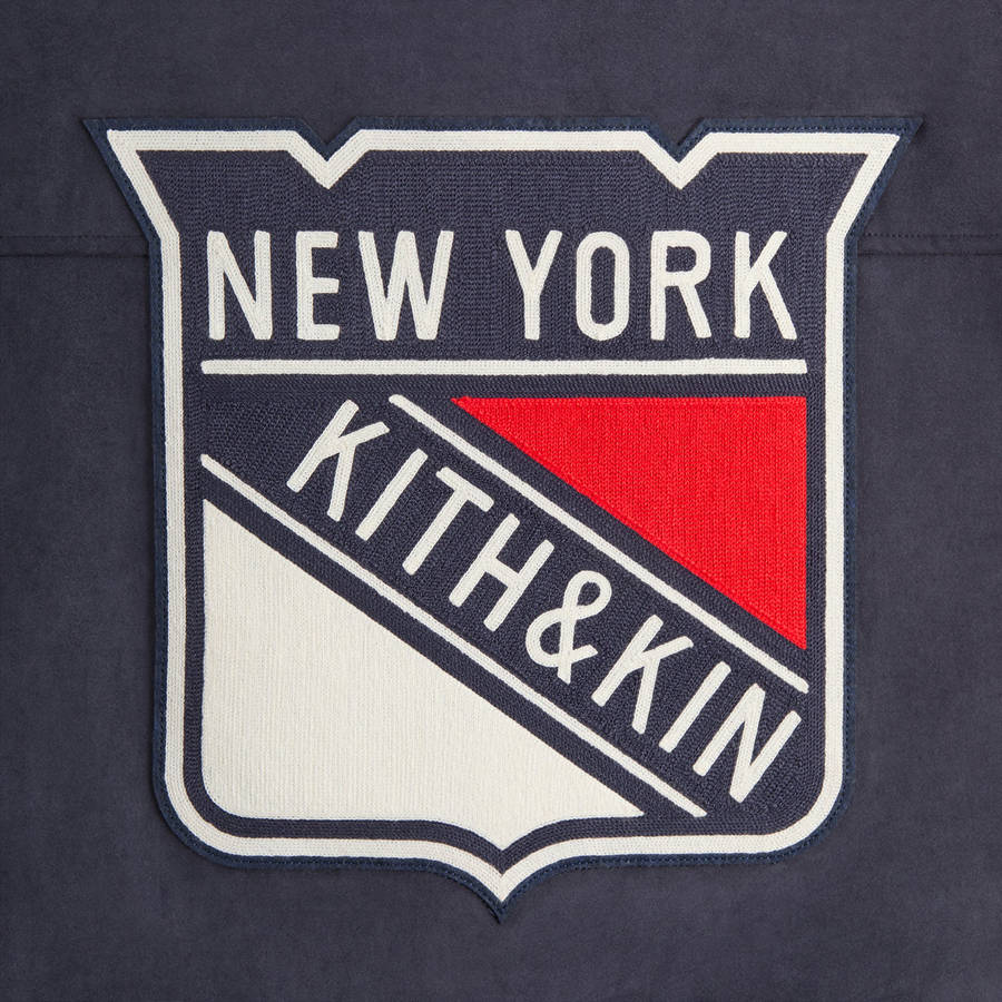 Navy Men Kith for the New York Rangers Faux Suede Lamont Coaches Jackets | 2513-TNISQ
