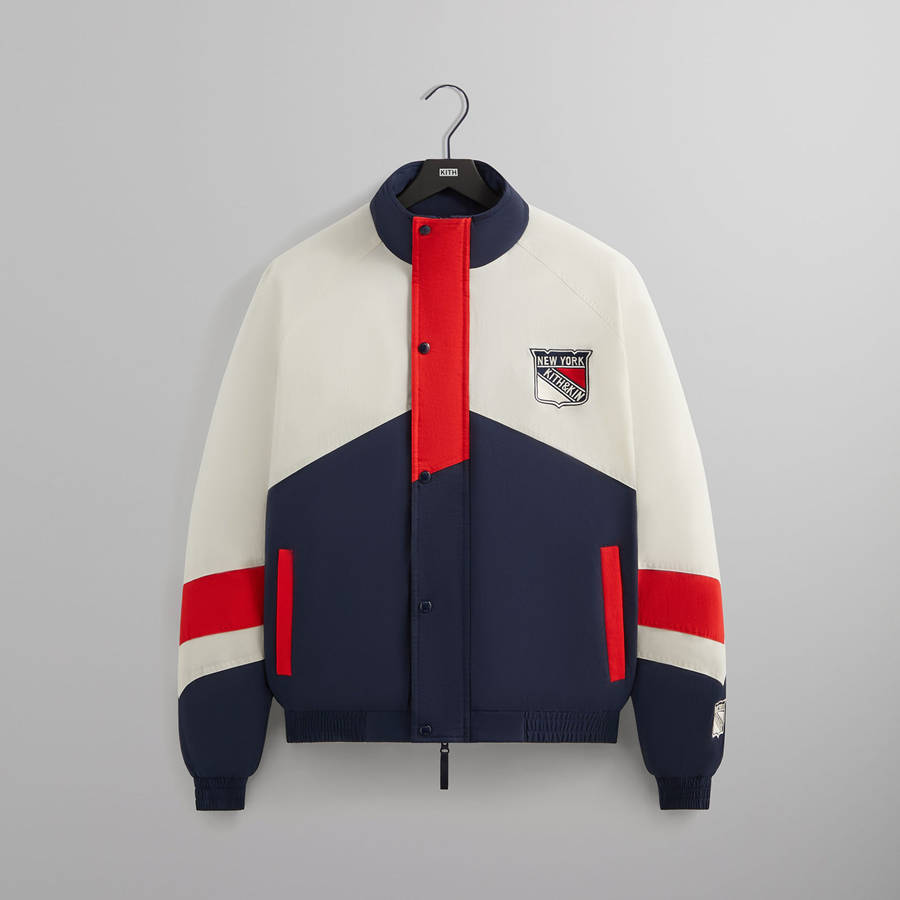 Navy Men Kith for the New York Rangers Nylon Padded Jackets | 0681-ICDZX