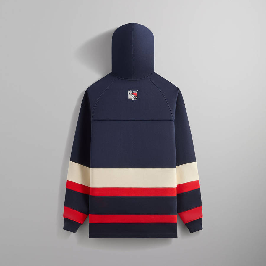 Navy Men Kith for the New York Rangers Skewed Delk Hoodie Sweatshirts | 9627-FEPNL