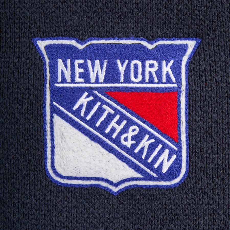 Navy Men Kith for the New York Rangers Wyona Full Zip With Hood Hoodie | 7358-YEBHZ