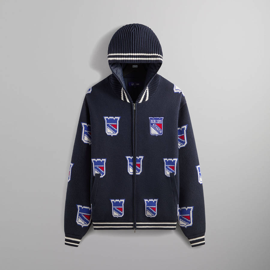 Navy Men Kith for the New York Rangers Wyona Full Zip With Hood Hoodie | 7358-YEBHZ