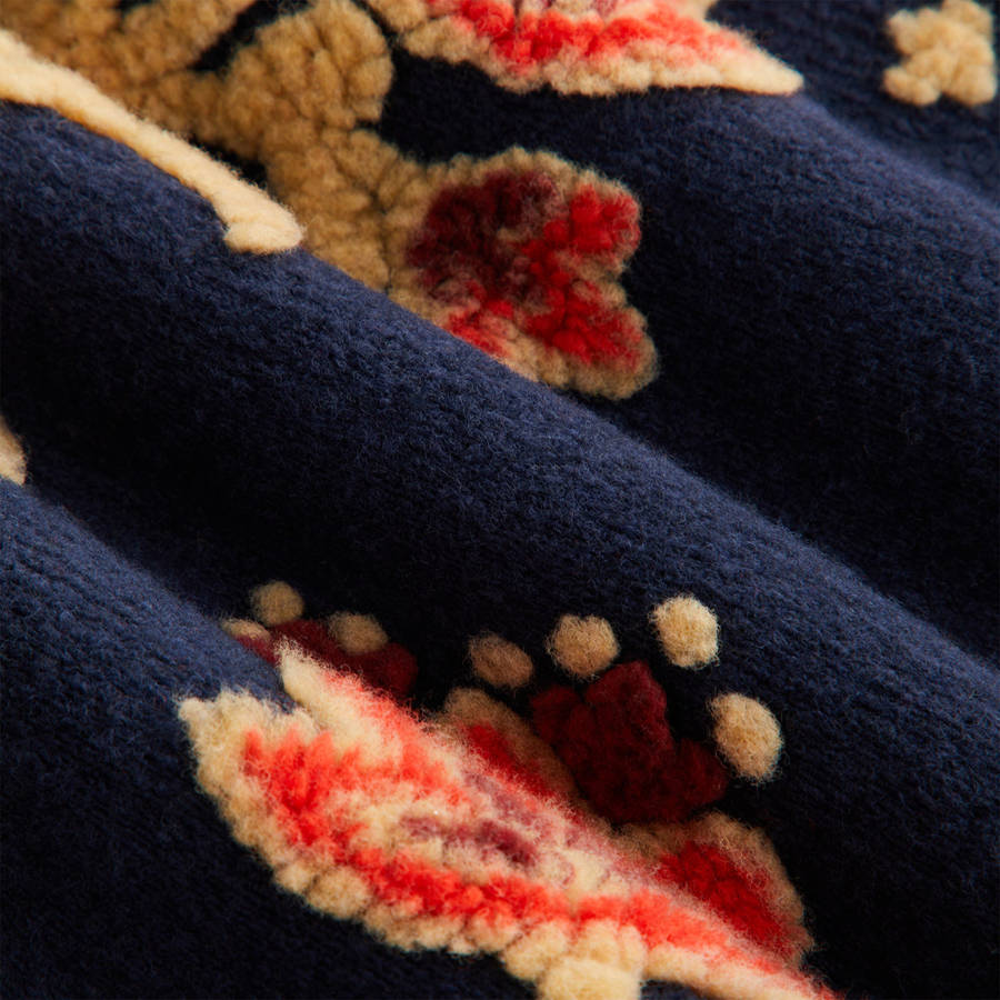 Navy Women Kith Hunter III Paisley Sherpa 1/4 Zip Sweatshirts | 6450-UQFHC