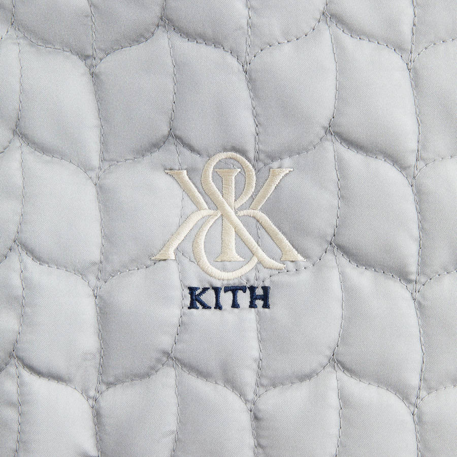 Navy Women Kith Landry Cropped Satin Bomber Jackets | 6093-OTESK