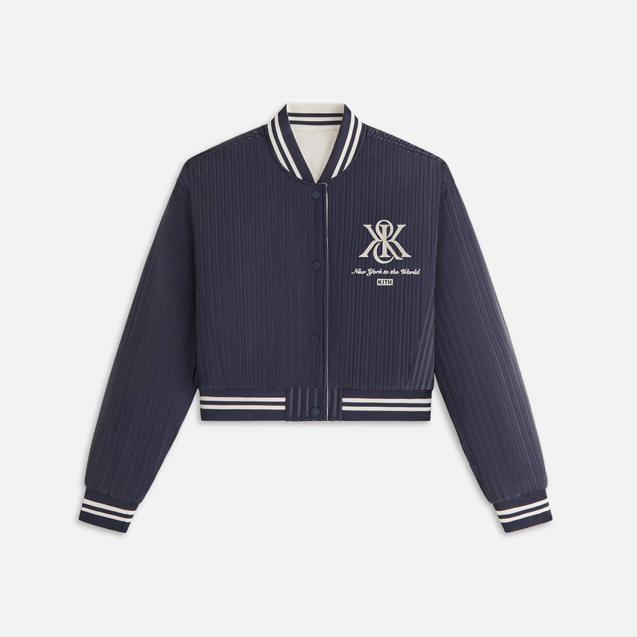 Navy Women Kith Landry II Crest Bomber Jackets | 0752-HQAIE