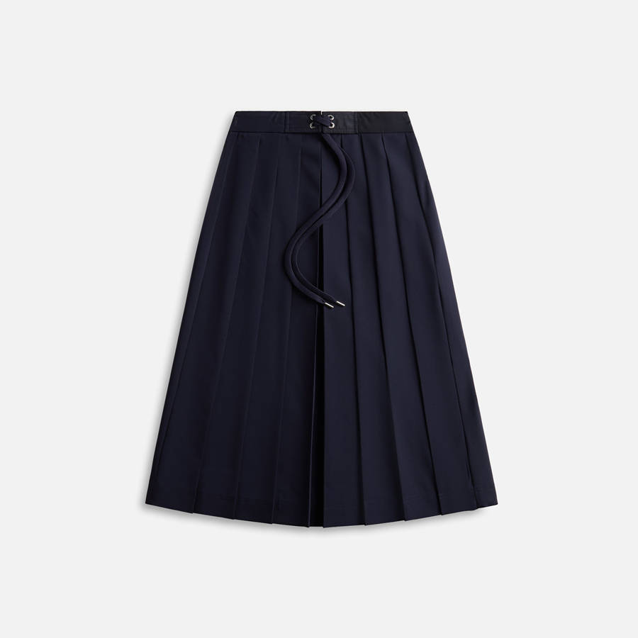 Navy Women Kith Moncler Wool Blend Pleated Midi Skirts | 1395-GKPSN