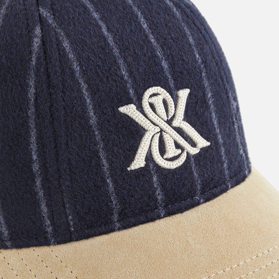 Navy Women Kith Richards Pinstripe Wool Cricket Cap Headwear | 8174-SZARK