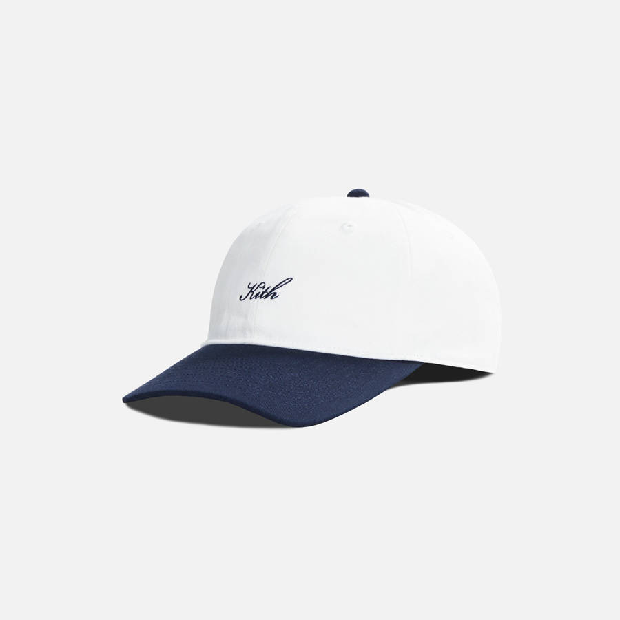 Navy Women Kith Script Logo Classic Cap Headwear | 2951-NGUEH