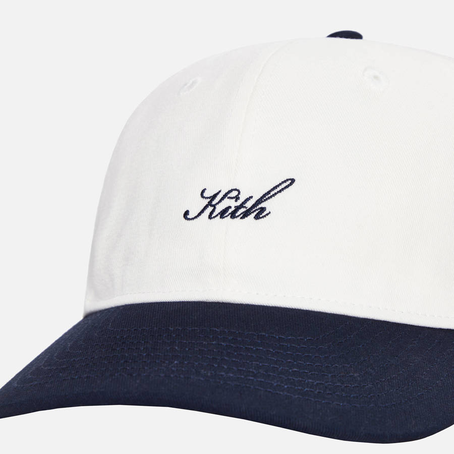 Navy Women Kith Script Logo Classic Cap Headwear | 2951-NGUEH