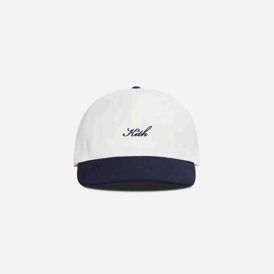 Navy Women Kith Script Logo Classic Cap Headwear | 2951-NGUEH