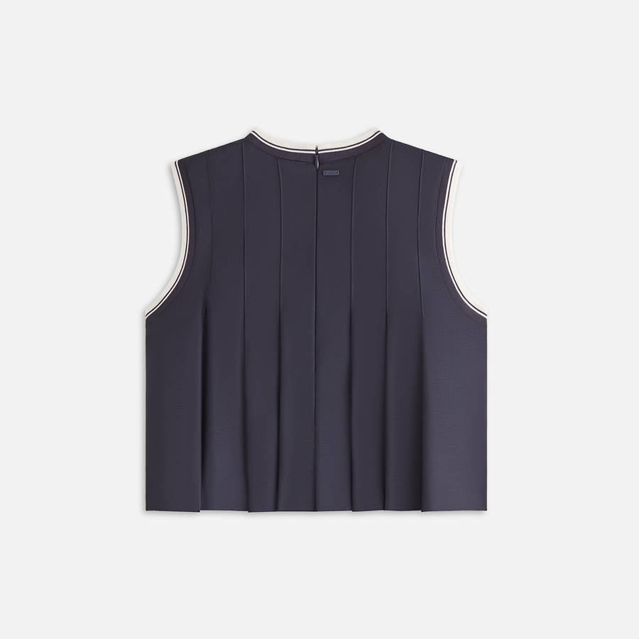 Navy Women Kith Tenley Pleated Tank Shirts | 4759-PIUZX