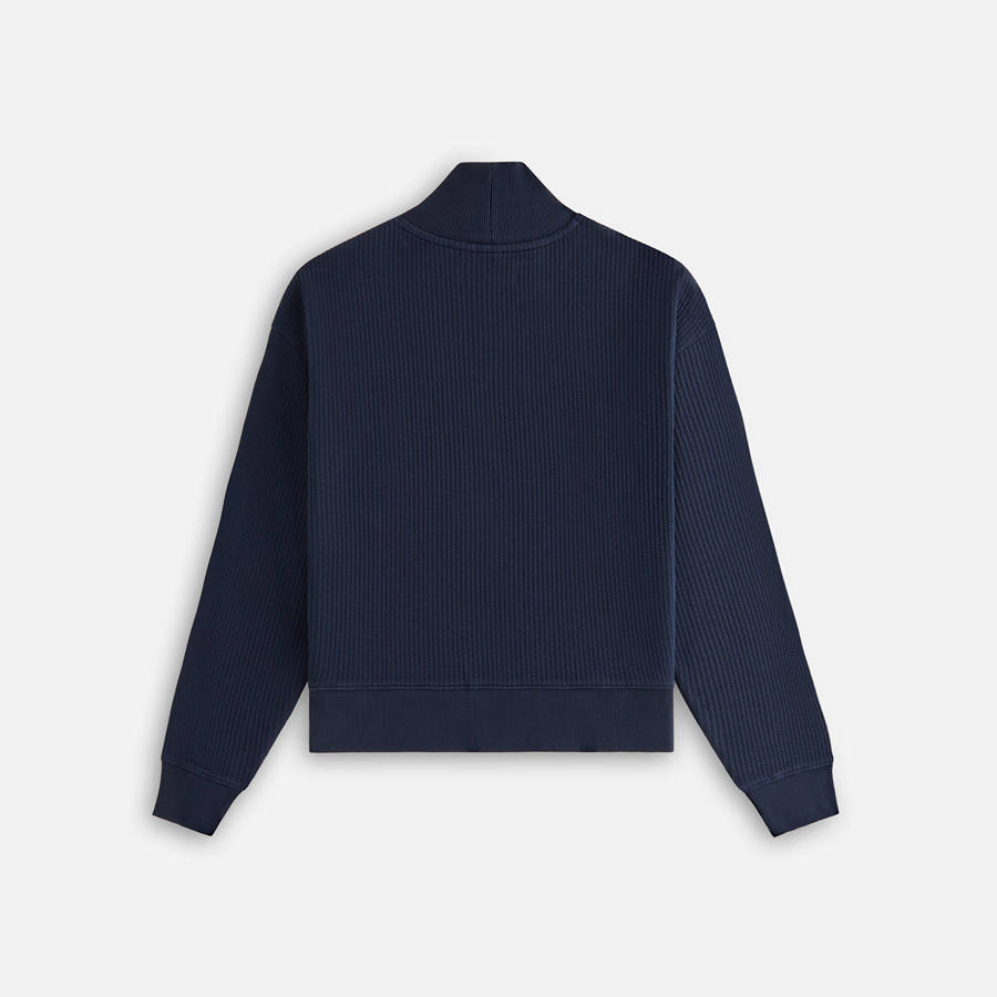Navy Women Kith for the New York Knicks Striped Interlock Turtleneck Shirts | 5082-FYJKO