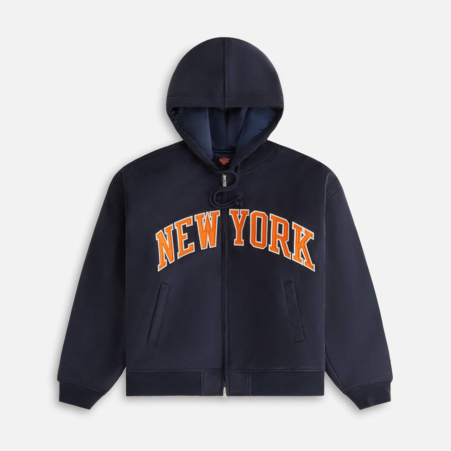 Navy Women Kith for the New York Knicks Hooded Jackets | 7102-SIDYV