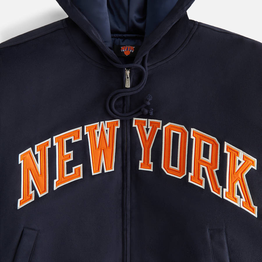 Navy Women Kith for the New York Knicks Hooded Jackets | 7102-SIDYV