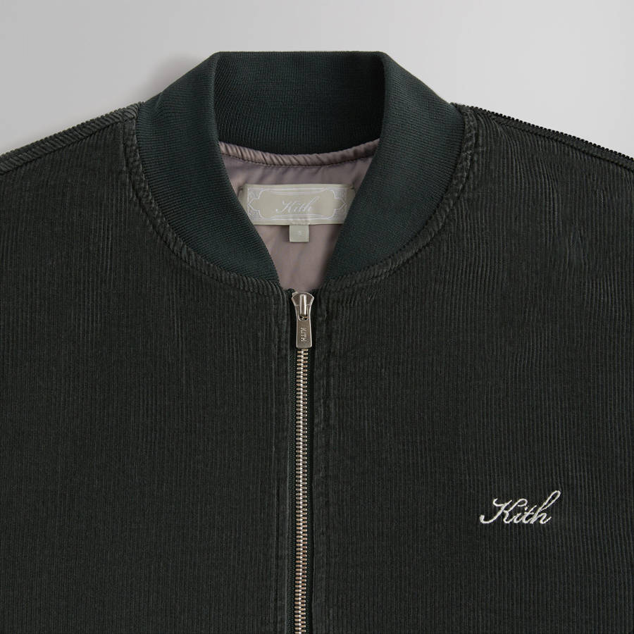 Olive Men Kith Washed Corduroy Avery Bomber Jackets | 0247-HIGSE