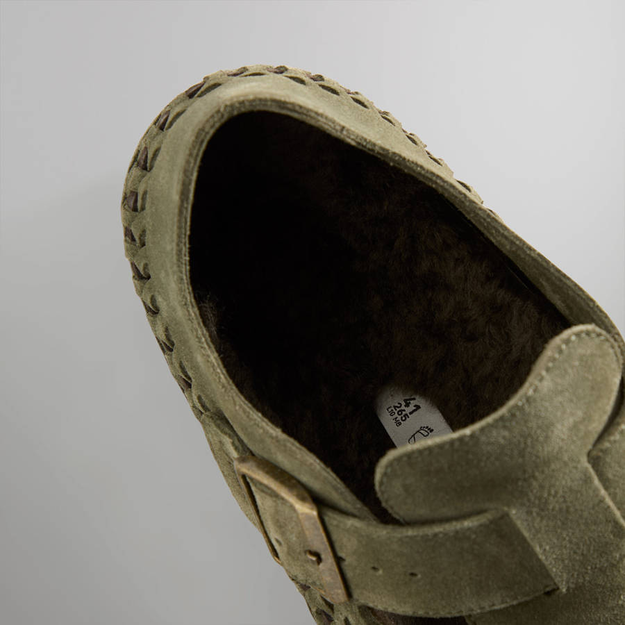 Olive Women Kith for Birkenstock London Braided Shearling Sandals | 7295-YMGAI