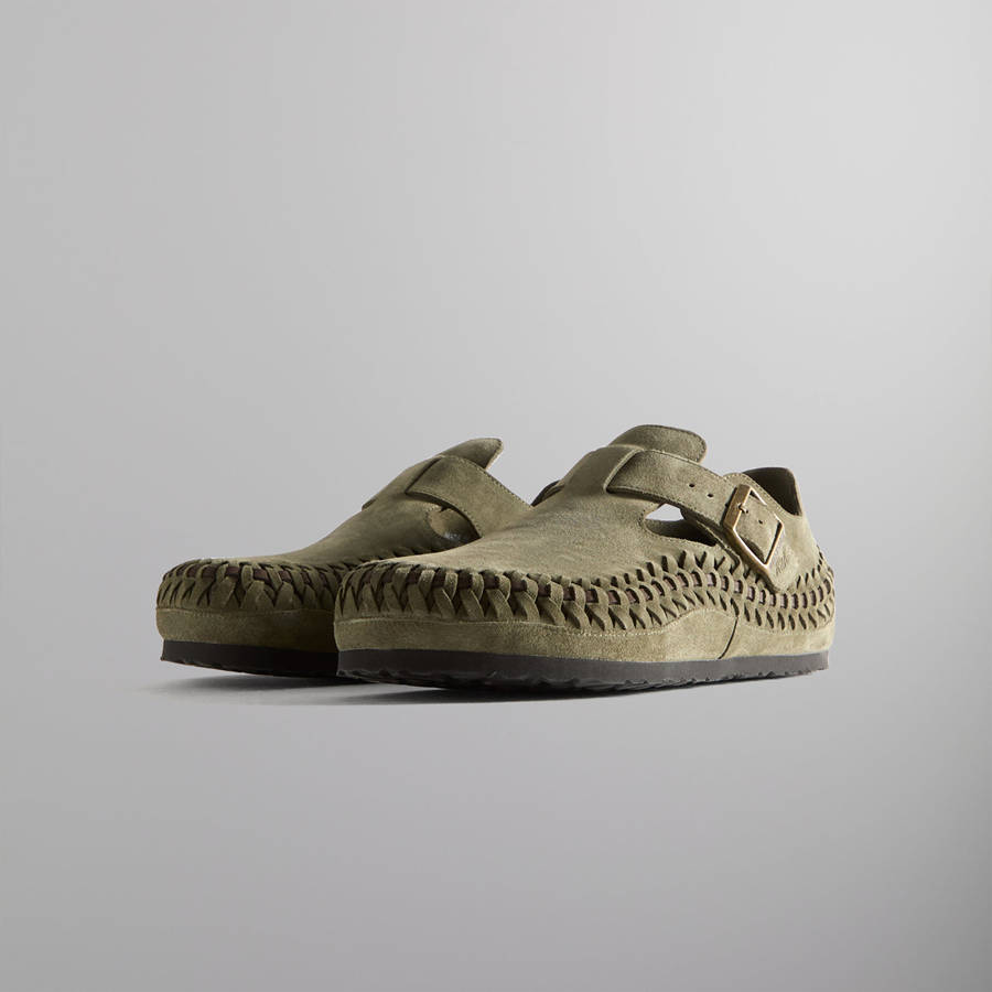 Olive Women Kith for Birkenstock London Braided Shearling Sandals | 7295-YMGAI