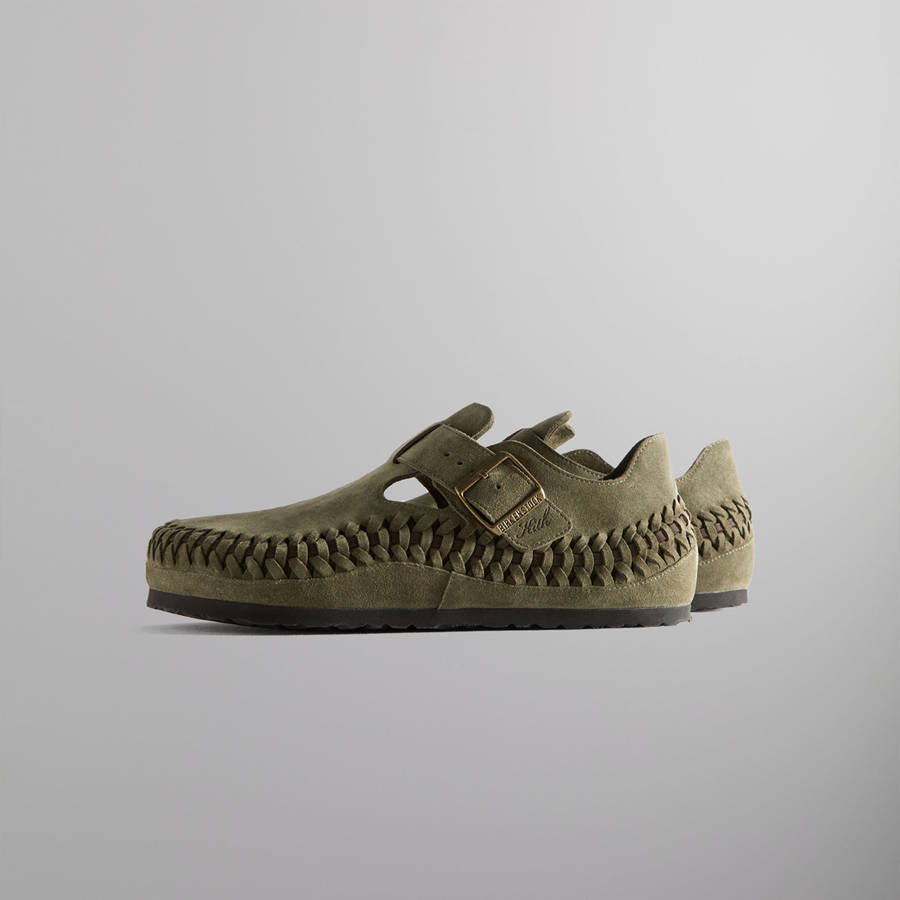 Olive Women Kith for Birkenstock London Braided Shearling Sandals | 7295-YMGAI
