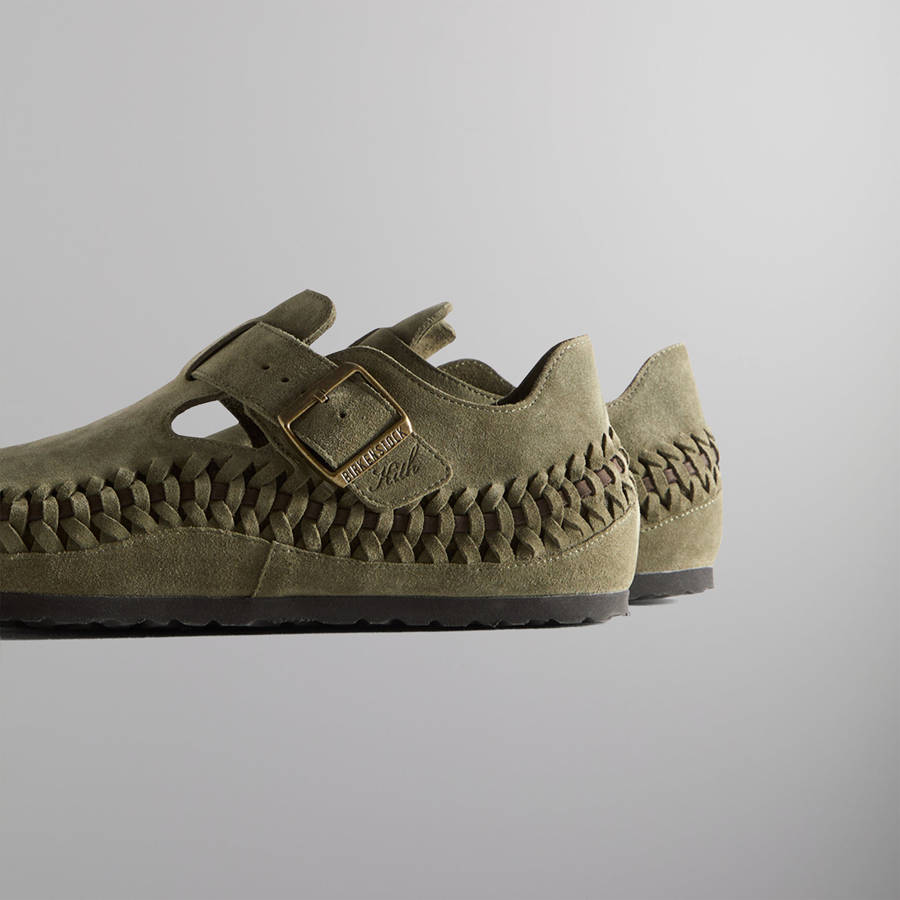 Olive Women Kith for Birkenstock London Braided Shearling Sandals | 7295-YMGAI