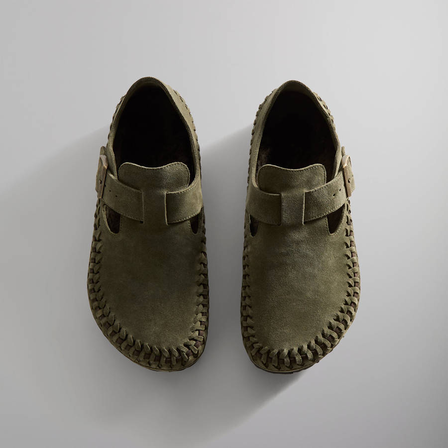 Olive Women Kith for Birkenstock London Braided Shearling Sandals | 7295-YMGAI