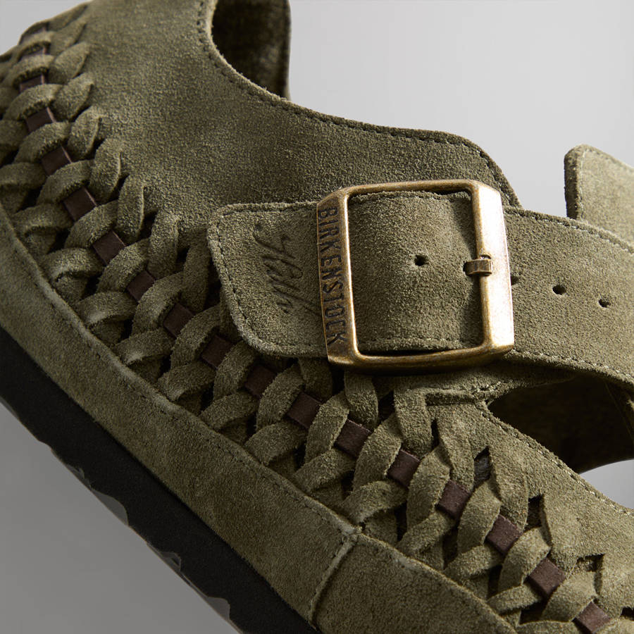 Olive Women Kith for Birkenstock London Braided Shearling Sandals | 7295-YMGAI