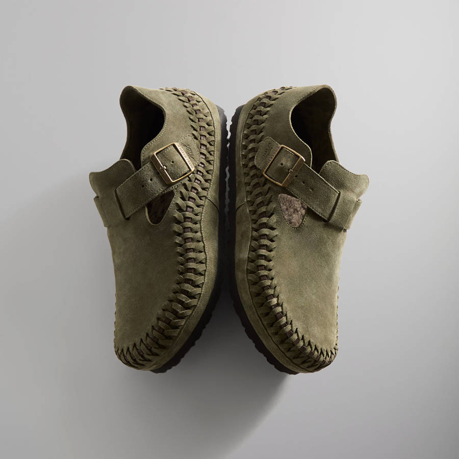 Olive Women Kith for Birkenstock London Braided Shearling Sandals | 7295-YMGAI