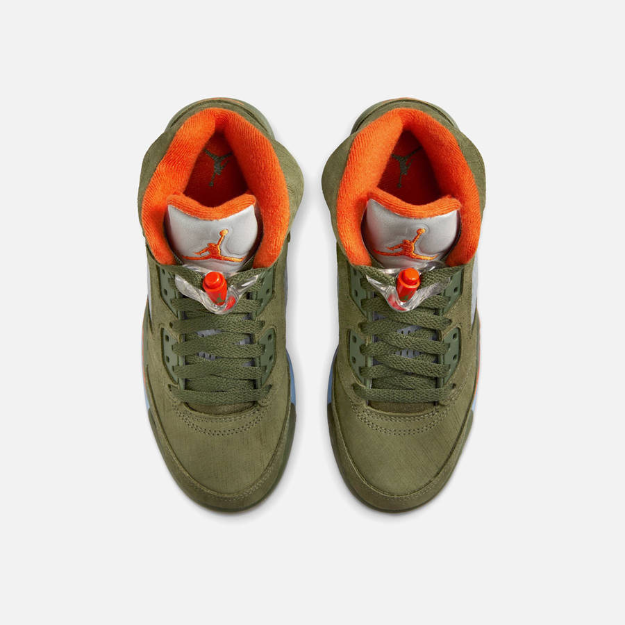 Olive / Orange Kids' Kith Jordan GS Air Jordan 5 Retro Sneakers | 8130-TCSFP