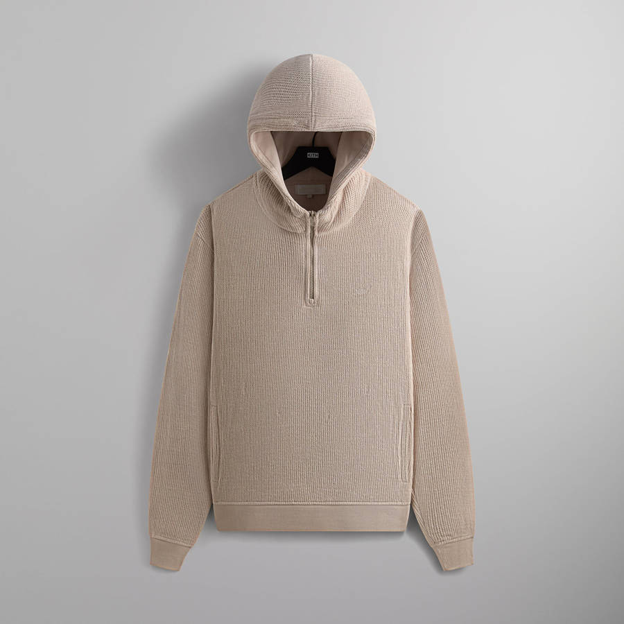 Pink Men Kith Bonded Waffle Coleman Quarter Zip Hoodie | 0795-MBFLS