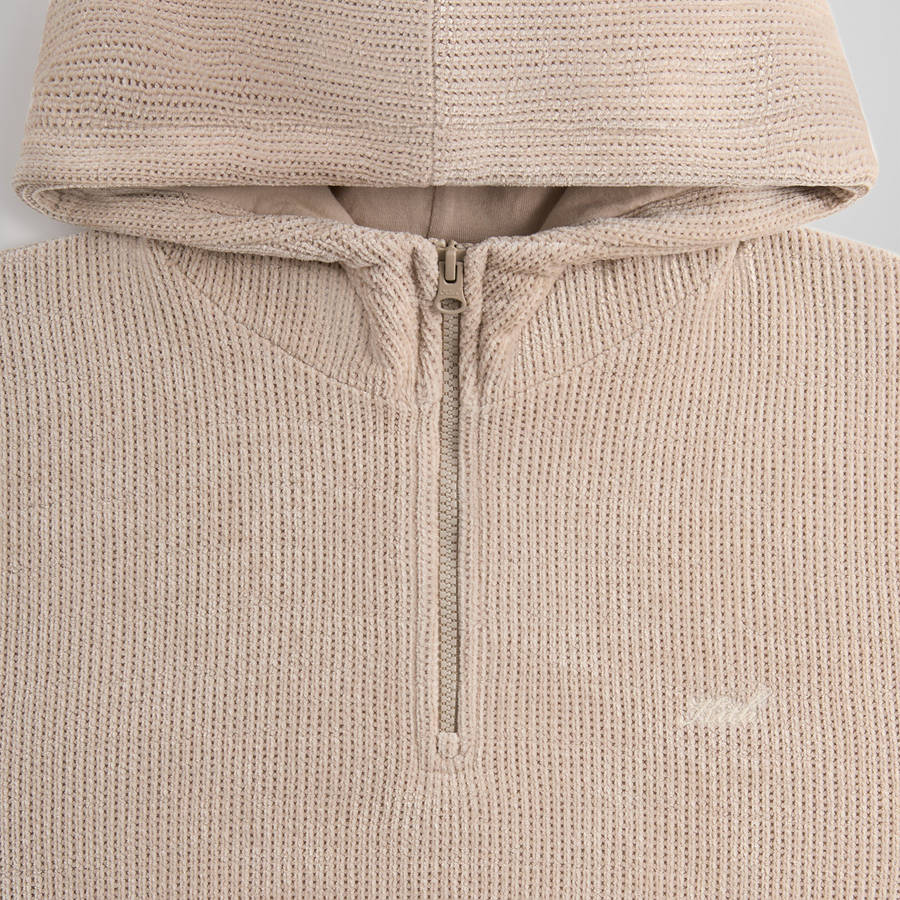 Pink Men Kith Bonded Waffle Coleman Quarter Zip Hoodie | 0795-MBFLS