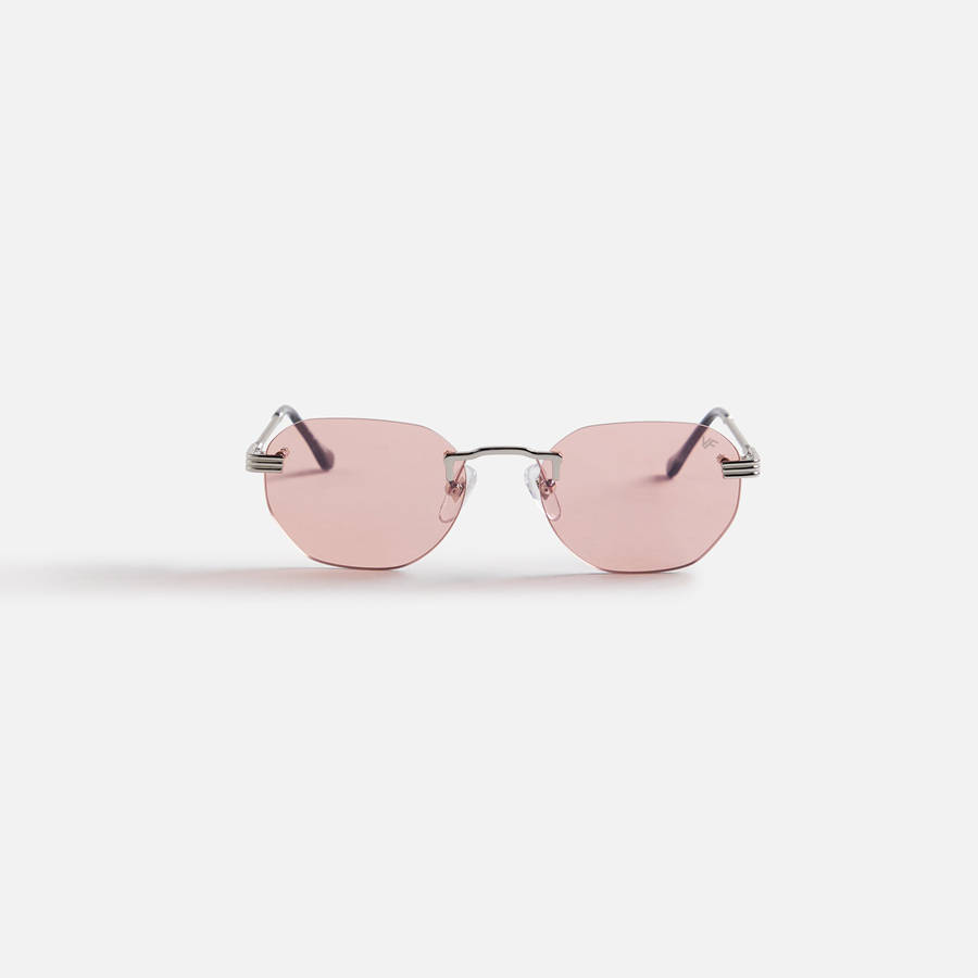 Pink Men Kith Vintage Frames Detroit Player Drill Mount 24Kt White Gold Sunglasses | 1405-BSJCW