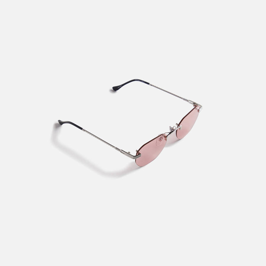 Pink Men Kith Vintage Frames Detroit Player Drill Mount 24Kt White Gold Sunglasses | 1405-BSJCW