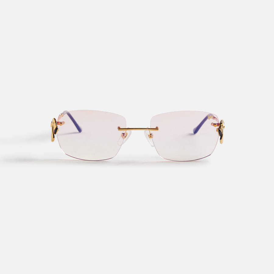 Pink Men Kith Vintage Frames Flamingo 24Kt Yellow Gold Sunglasses | 5302-XFZEV