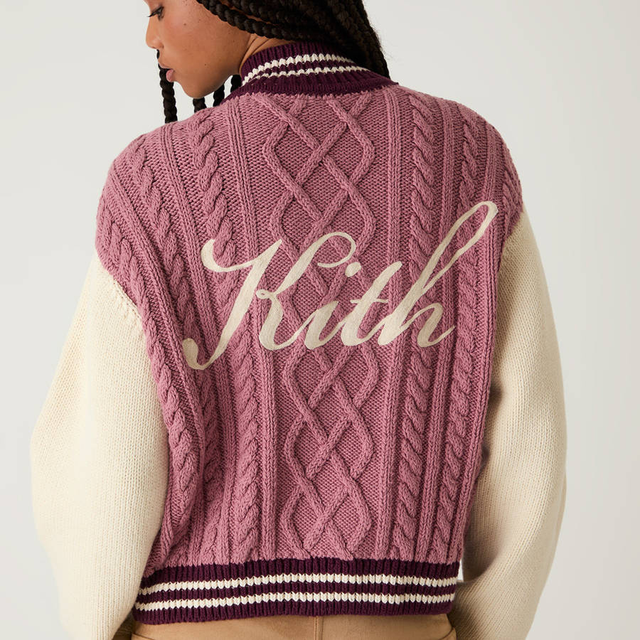 Pink Women Kith Wyler Blocked Full Zip Sweater Jackets | 6023-QHXWL