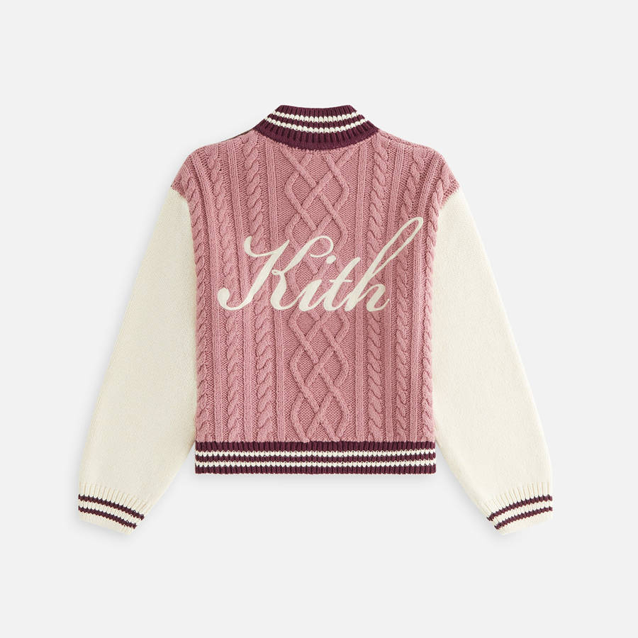 Pink Women Kith Wyler Blocked Full Zip Sweater Jackets | 6023-QHXWL