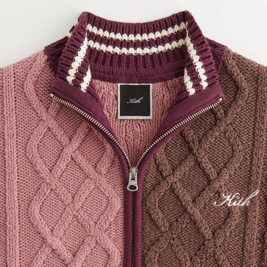 Pink Women Kith Wyler Blocked Full Zip Sweater Jackets | 6023-QHXWL