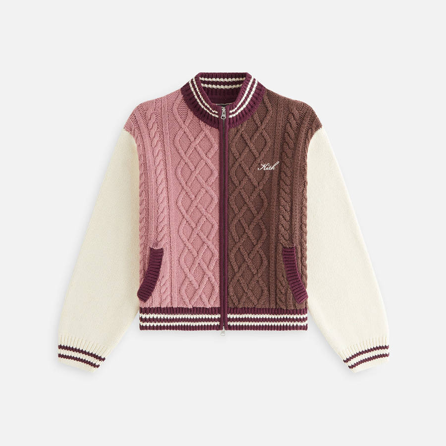 Pink Women Kith Wyler Blocked Full Zip Sweater Jackets | 6023-QHXWL