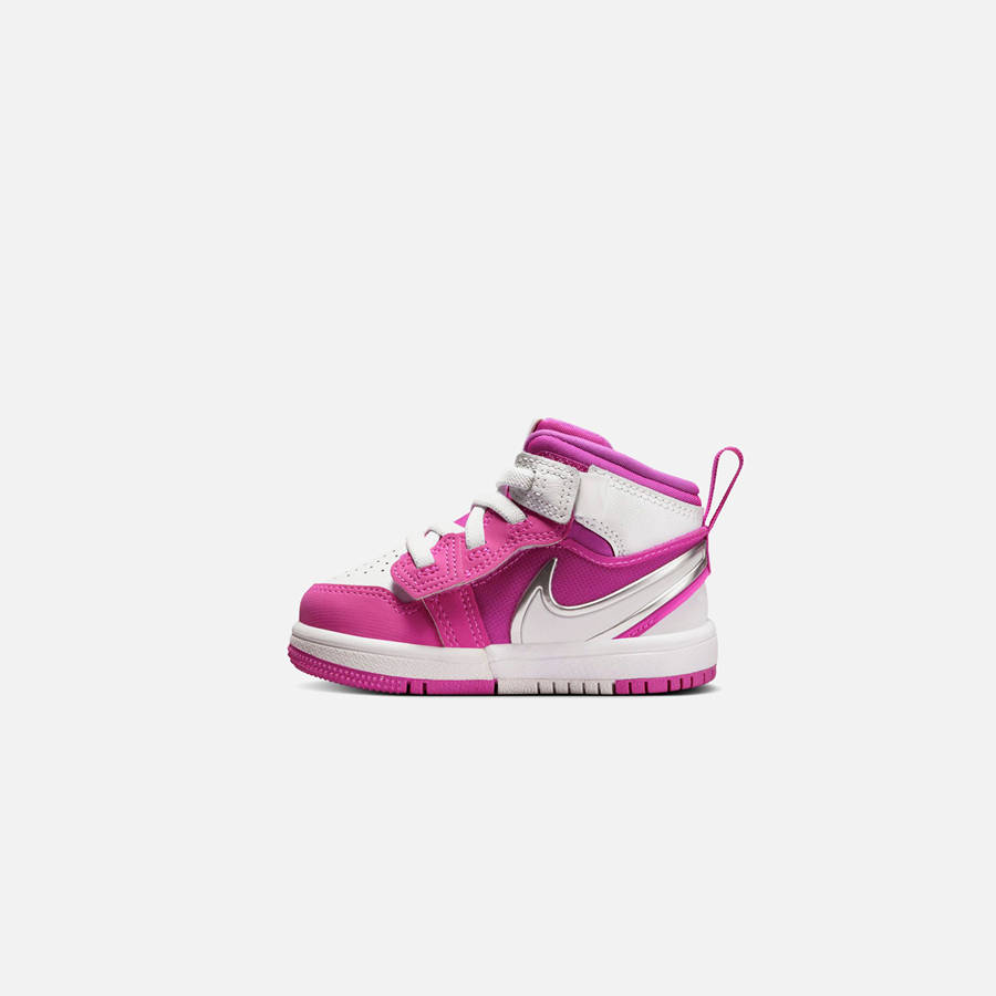 Pink / White Kids' Kith Nike TD Air Jordan 1 Mid RM Easyon Sneakers | 0418-GQPKZ