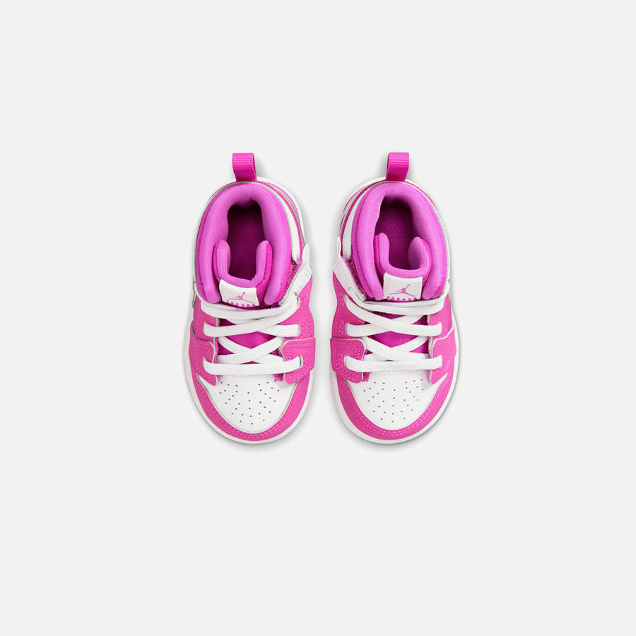 Pink / White Kids' Kith Nike TD Air Jordan 1 Mid RM Easyon Sneakers | 0418-GQPKZ