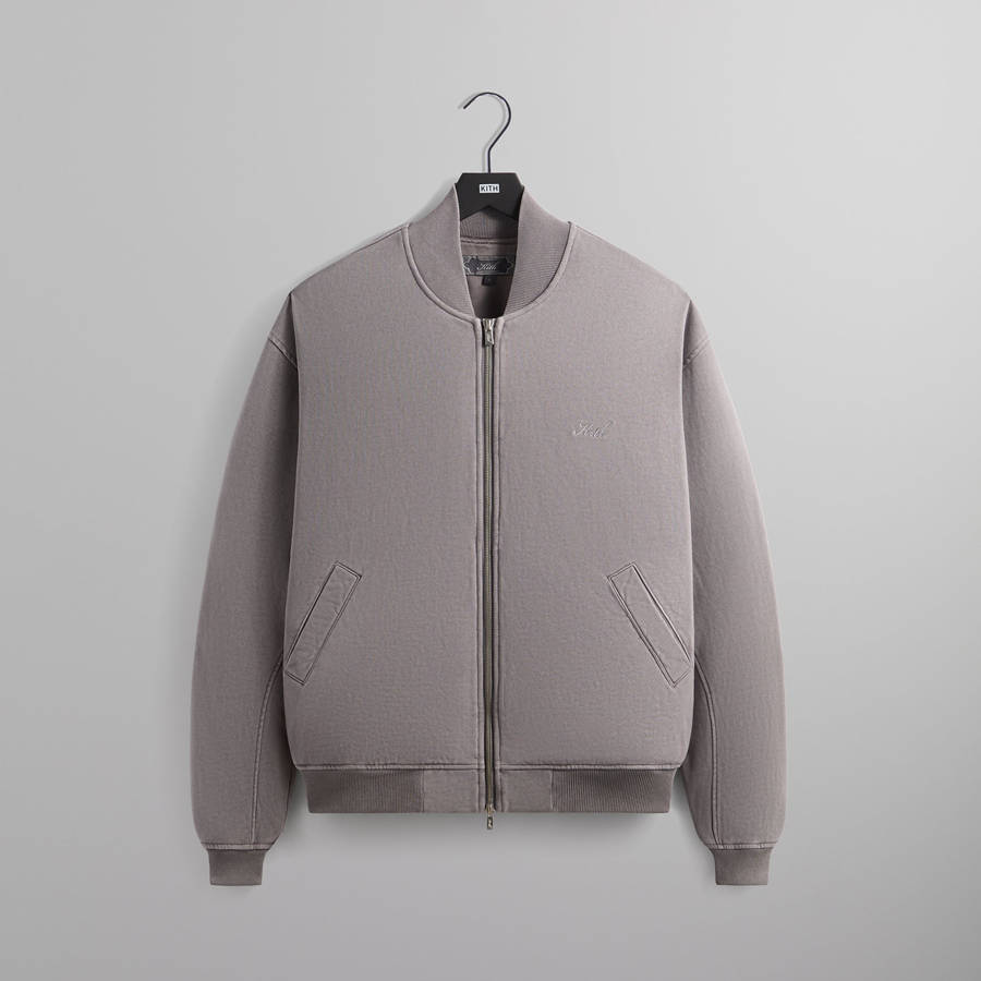 Purple Men Kith Fleece Avery Bomber Jackets | 4160-CVKQA