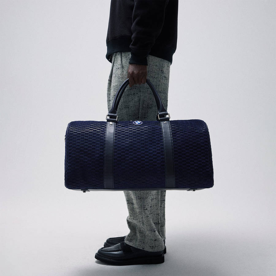Purple Men Kith for BMW Monogram Suede Duffle Bags | 3528-PQBDT