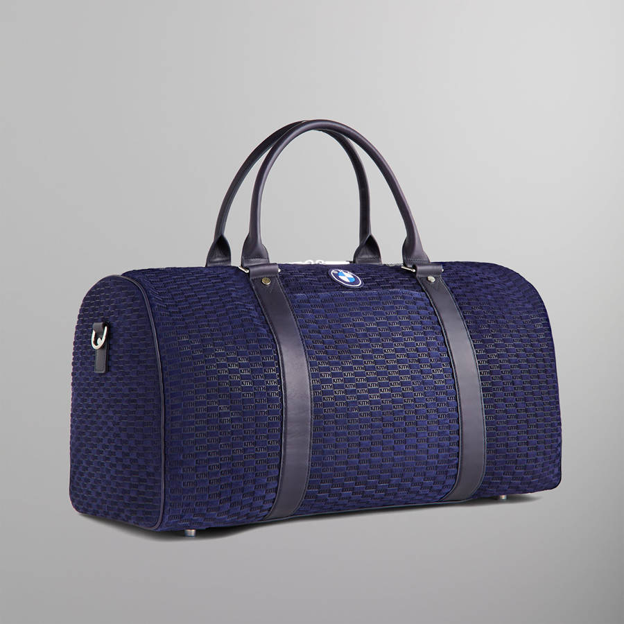 Purple Men Kith for BMW Monogram Suede Duffle Bags | 3528-PQBDT